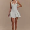 Calipso Halter Mini Dress – White Calipso Halter Mini Dress – White