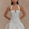 Calipso Halter Mini Dress – White Calipso Halter Mini Dress – White