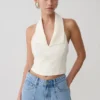 Calla Collared Sleeveless Halter Top – Ivory Calla Collared Sleeveless Halter Top – Ivory