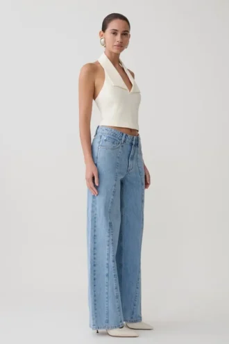 Roy Mid Rise Wide Leg Denim Jeans – Classic Blue