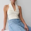 Calla Collared Sleeveless Halter Top – Ivory Calla Collared Sleeveless Halter Top – Ivory