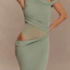 Callen One Shoulder Slinky Maxi Dress – Sage Callen One Shoulder Slinky Maxi Dress – Sage