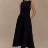 Callista Crepe A-Line Midi Dress – Black Callista Crepe A-Line Midi Dress – Black