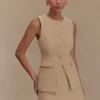 Camilla Boucle Sleeveless Vest – Light Taupe Camilla Boucle Sleeveless Vest – Light Taupe