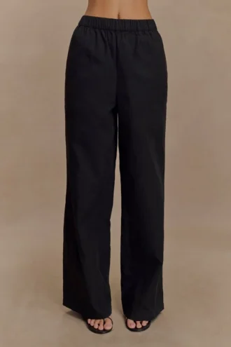 Campbell Cotton Wide Leg Pants – Black