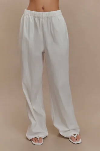 Campbell Cotton Wide Leg Pants – White