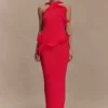 Caprice Halter Knit Maxi Dress – Red Caprice Halter Knit Maxi Dress – Red