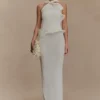 Caprice Halter Knit Maxi Dress – White Caprice Halter Knit Maxi Dress – White