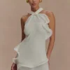 Caprice Halter Knit Mini Dress – White Caprice Halter Knit Mini Dress – White