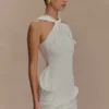 Caprice Halter Knit Mini Dress – White Caprice Halter Knit Mini Dress – White