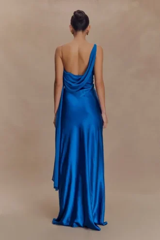 Carah Satin And Chiffon Maxi Dress – Cobalt