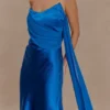 Carah Satin And Chiffon Maxi Dress – Cobalt