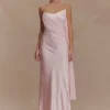 Carah Satin And Chiffon Maxi Dress – Pale Pink