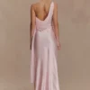 Carah Satin And Chiffon Maxi Dress – Pale Pink