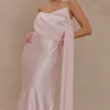 Carah Satin And Chiffon Maxi Dress – Pale Pink