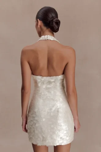 Caralee Sequin Halter Mini Dress – Ivory