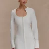 Carina Peplum Cotton Shirt Dress – White