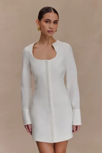 Carina Peplum Cotton Shirt Dress – White
