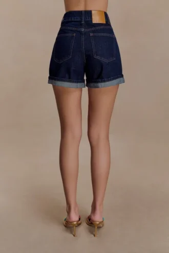 Carlene Cuffed Denim Shorts – Indigo Blue