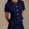 Carlene Cuffed Denim Shorts – Indigo Blue
