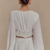 Carlie Chiffon Cross Tie Top – Ivory