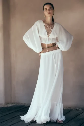 Carlie Chiffon Maxi Skirt – Ivory
