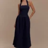 Caroline Denim Halter Midi Dress – Indigo Blue