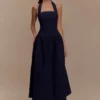 Caroline Denim Halter Midi Dress – Indigo Blue