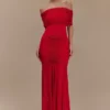 Caspian Slinky And Mesh Off Shoulder Maxi Dress – Ruby Caspian Slinky And Mesh Off Shoulder Maxi Dress – Ruby