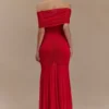 Caspian Slinky And Mesh Off Shoulder Maxi Dress – Ruby Caspian Slinky And Mesh Off Shoulder Maxi Dress – Ruby