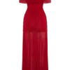 Caspian Slinky And Mesh Off Shoulder Maxi Dress – Ruby Caspian Slinky And Mesh Off Shoulder Maxi Dress – Ruby