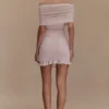 Caspian Slinky And Mesh Off Shoulder Mini Dress – Pale Pink Caspian Slinky And Mesh Off Shoulder Mini Dress – Pale Pink