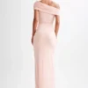 Cassandra Off Shoulder Slinky Maxi Dress – Pale Pink
