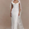 Cassia Lace Trim Veil – White