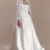 Cassia Lace Trim Veil – White