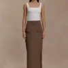 Cassie Column Maxi Skirt – Cacao Brown