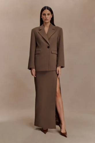 Cassie Column Maxi Skirt – Cacao Brown
