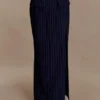 Cassie Column Maxi Skirt – Navy Pinstripe