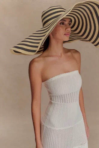 Cecil Straw Maxi Hat – Black And Neutral Stripe Cecil Straw Maxi Hat – Black And Neutral Stripe