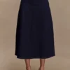 Cecilia Denim A-Line Midi Skirt – Indigo Blue