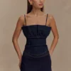 Cecilia Denim Frill Corset – Indigo Blue