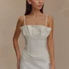 Cecilia Denim Frill Corset – White