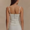 Cecilia Denim Frill Corset – White