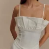 Cecilia Denim Frill Corset – White