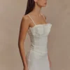 Cecilia Denim Frill Corset – White