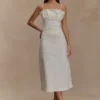 Cecilia Denim Frill Corset – White