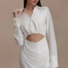 Cecilie Cut Out Shirt Midi Dress – White