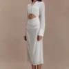 Cecilie Cut Out Shirt Midi Dress – White