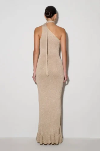 Celestino Floral Metallic Knit Maxi Dress – Gold