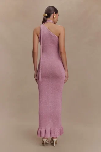 Celestino Floral Metallic Knit Maxi Dress – Pink